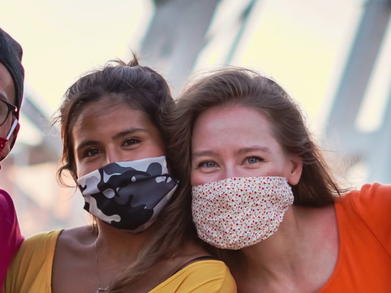 group photo with face masks