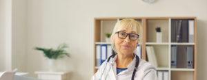 Doctor with a stethoscope around her neck